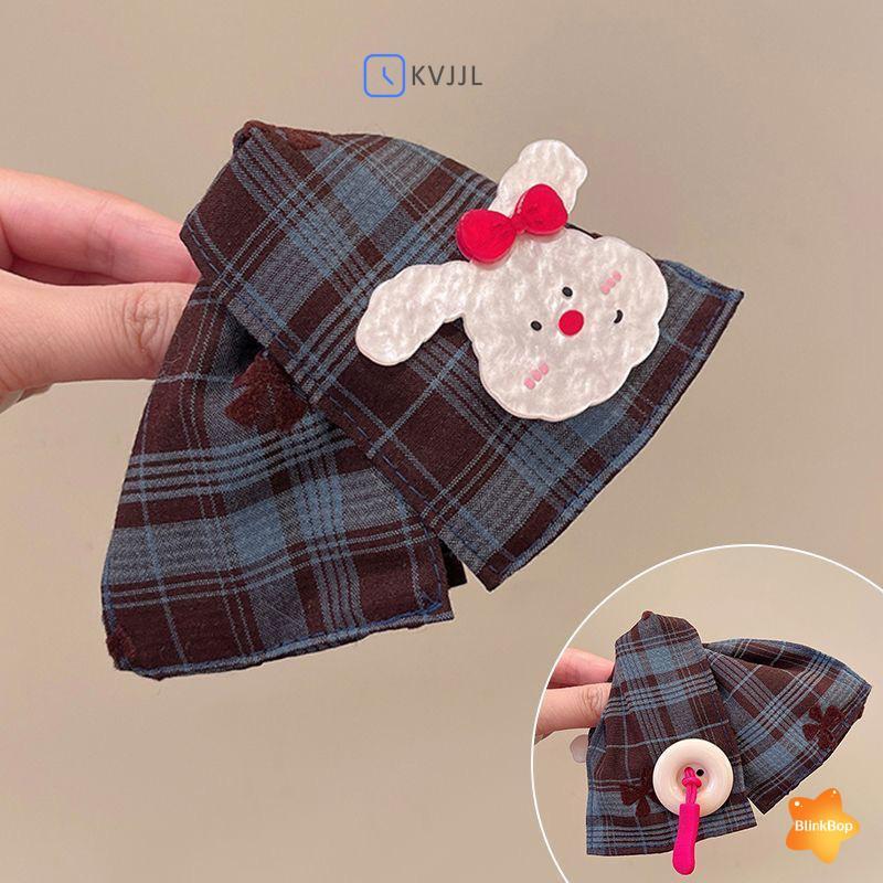 [KvJJL-t] Vuốt Tóc Vải Kẻ Sọc Ngọt Ngào Nơ Dễ Thương Gấu Thỏ Cá Mập Kẹp Cho Bé Gái Phong Cách Hàn Quốc Phim Hoạt Hình Tóc Barrettes Phụ Kiện Tóc Mới