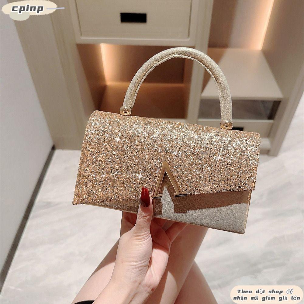 Túi dạ hội nơ CPINCP, Túi đeo vai Sequin vàng dây chuyền, Ly hợp tiệc sang trọng dành cho nữ