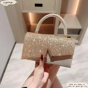 Túi dạ hội nơ CPINCP, Túi đeo vai Sequin vàng dây chuyền, Ly hợp tiệc sang trọng dành cho nữ