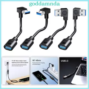 Cáp nối dài GODD USB 3 0 Dây kết nối góc 90 độ Dây chuyển đổi nam sang nữ cho phụ kiện máy tính Màu đen