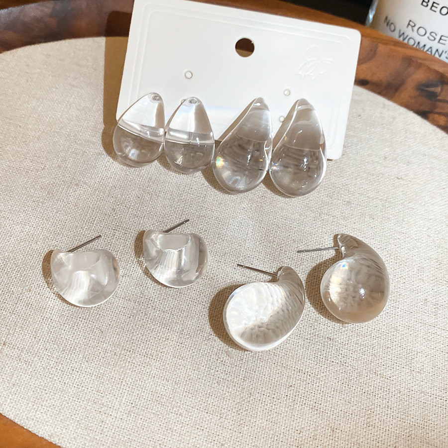 Trong Suốt Acrylic Giọt Nước Bông Tai Cho Nữ Tối Giản Ins Phong Cách Pháp Dainty Hàng Ngày Văn Phòng Đi Lại Kỳ Nghỉ Tiệc Trang Sức Thời Trang