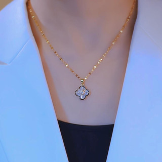 Vòng cổ hoa bốn lá thép titan mạ vàng - Thời trang trẻ trung