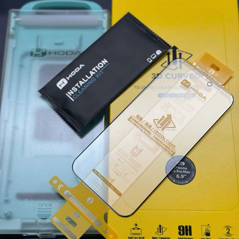 [Chính Hãng] Kính Cường Lực Hoda 3D Trong Suốt Curved Cho iPhone 14 - 17 Pro Max - Tự Lấy Bụi, Kèm Khung Dán Tái Sử Dụng