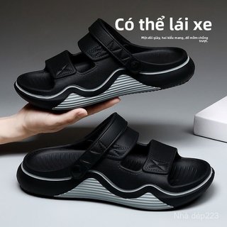Men's rubber sandals for summer outdoor wear, non-slip casual beach shoes for men
