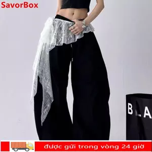SAVORBOX Váy ren xù thêu hoa xuyên qua, phiên bản mini với thiết kế thắt lưng cao và bông tai kẹp