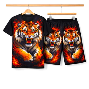 Động Vật Họa Tiết Hổ In 3D Unisex Thể Thao Mùa Hè Thường Ngày Thoáng Khí Bộ Tay Ngắn