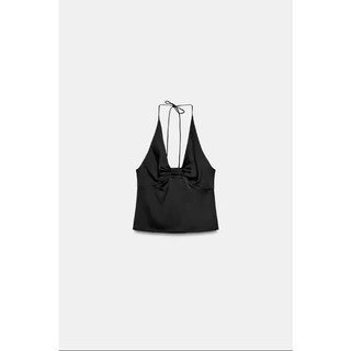 ZA Gợi Cảm Nơ Xếp Ly Phối Ren Cổ Áo Ngắn Sling Top 2632332