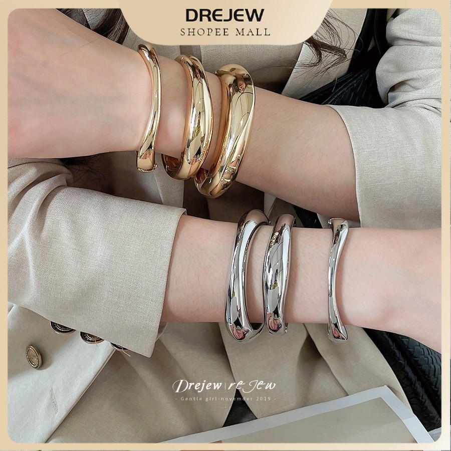 DREJEW Vòng tay kim loại tối giản mở khóa vàng/bạc Sang trọng phù hợp hàng ngày đi làm dự tiệc
