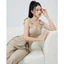 Set Áo Quần Kiểu Áo Corset Nhún Ngực Quần Lưng Thun Cột Dây Màu Be