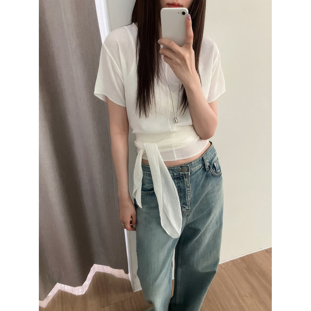 SUXI Áo thun nữ ngắn tay thanh lịch, phù hợp mùa hè 260411
