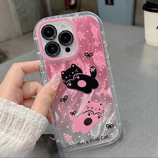 DànhCho IPhone 17 16 15 14 13 12 11 ProMax XR XS Max 7 8 Plus Dễ thương đen mèo lông trường hợp điện thoại
