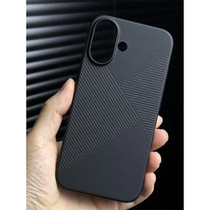 Dành Cho apple 17 Ốp Điện Thoại Hình Học Sọc Ba Chiều Siêu Mỏng 17promax Đen Nguyên Chất Mờ 16