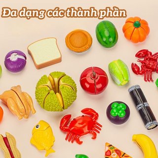 Bộ đồ chơi cắt rau củ quả – Hộp bí ngô đựng, nhiều món vui nhộn – Nhựa an toàn, màu sắc bắt mắt – Rèn kỹ năng tay mắt