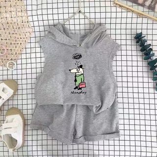 Bộ trang phục không tay trẻ em Bộ quần short hoạt hình mùa hè thoáng khí Quần áo hai mảnh thông thường