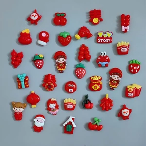 Set charm gắn dép trending theo tone màu- Tone màu đỏ siêu đáng yêu