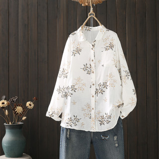 Áo sơ mi dài tay cotton mùa xuân 2026, cổ rơi xuống, kiểu dáng retro và mềm mại dành cho Mori Girl - T53235CC