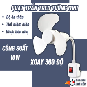 Quạt Trần Mini Kèm Phích Cắm Trực Tiếp – Quạt Trần Mini 3 Cánh Làm Mát Phòng, Quạt Tiết Kiệm Điện Cho Phòng