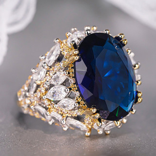 Châu Âu Mỹ ins Nhẫn Sapphire Giả Phong Cách Mới Nữ