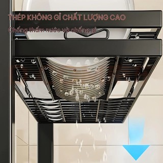 Kệ Inox Cao Cấp Để Chén Đĩa 1 Tầng Qua Bồn Rửa Chén Giàn Treo Bát đĩa Inox Chất Lượng Cao Trên Bồn Rửa Chén Nhà Bếp