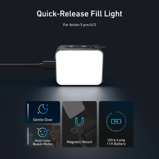 TELESIN Phát Hành Nhanh Lấp Đầy Ánh Sáng Mini Chống Nước Selfie Light Cho DJI OSMO Action 2 3 4 5pro Mini Selfie Light Cho Camera Hành Động