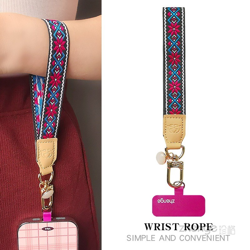Dây Điện Thoại Di Động Cổ Tay Nữ Họa Tiết Ngắn Webbing Phiên Bản Rộng Mạnh Mẽ Bền Ngoài Trời Leo Núi Du Lịch