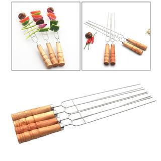 LOVIVER Bộ 6 que nướng BBQ bằng thép không gỉ Kabob xiên nướng ngoài trời, 42cm, tái sử dụng, chống trượt, dành cho gà và rau củ Shish Kebab
