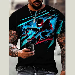Áo thun unisex Marvel Spider-Man họa tiết 3D, tay ngắn cổ tròn