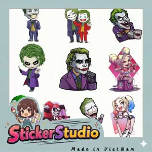 Set 60 Sticker Joker and harley Chống Nước Dán Laptop Vali Mũ Bảo Hiểm Sổ Tay