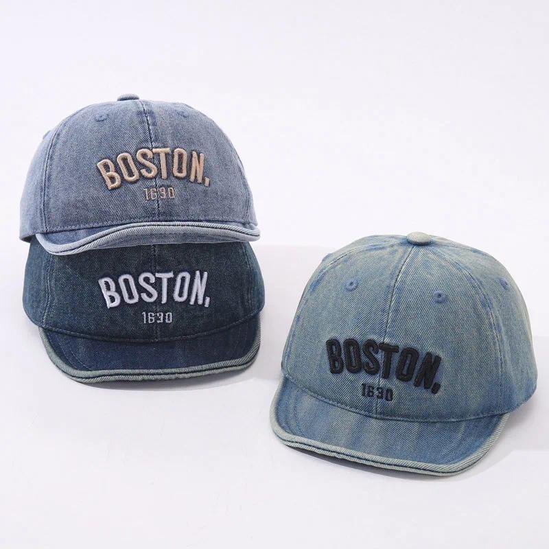 Mũ Bóng Chày Thêu Denim Đạt Đỉnh Mũ Cho Trẻ Sơ Sinh Bé Trai Bé Gái Ngoài Trời Trẻ Em Mũ Chống Nắng