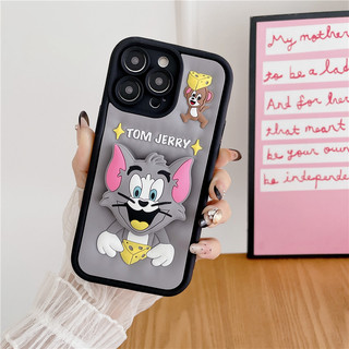 Giá Đỡ 3D Phô Mai Tom Mèo Chuột Hoạt Hình Dễ Thương Dành Cho iPhone 17 16 15 14 13 12 11 Pro Max 7 8 X XR XS