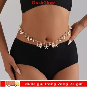 Dây xích eo sao biển bohemian DUKGLOW, hợp kim, phụ kiện thời trang cho bikini mùa hè