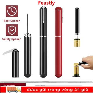 FEASTLY Rượu Corkscrew Máy bơm áp suất không khí an toàn di động có máy cắt lá bằng thép không gỉ Pin Loại bút Rượu Nút chai loại bỏ