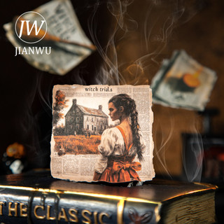 JIANWU Phù Thủy Báo Series Vintage Nhân Vật Ma Thuật Phong Cảnh Chất Liệu Cắt Dán Sáng Tạo DIY Tạp Chí Văn Phòng Phẩm