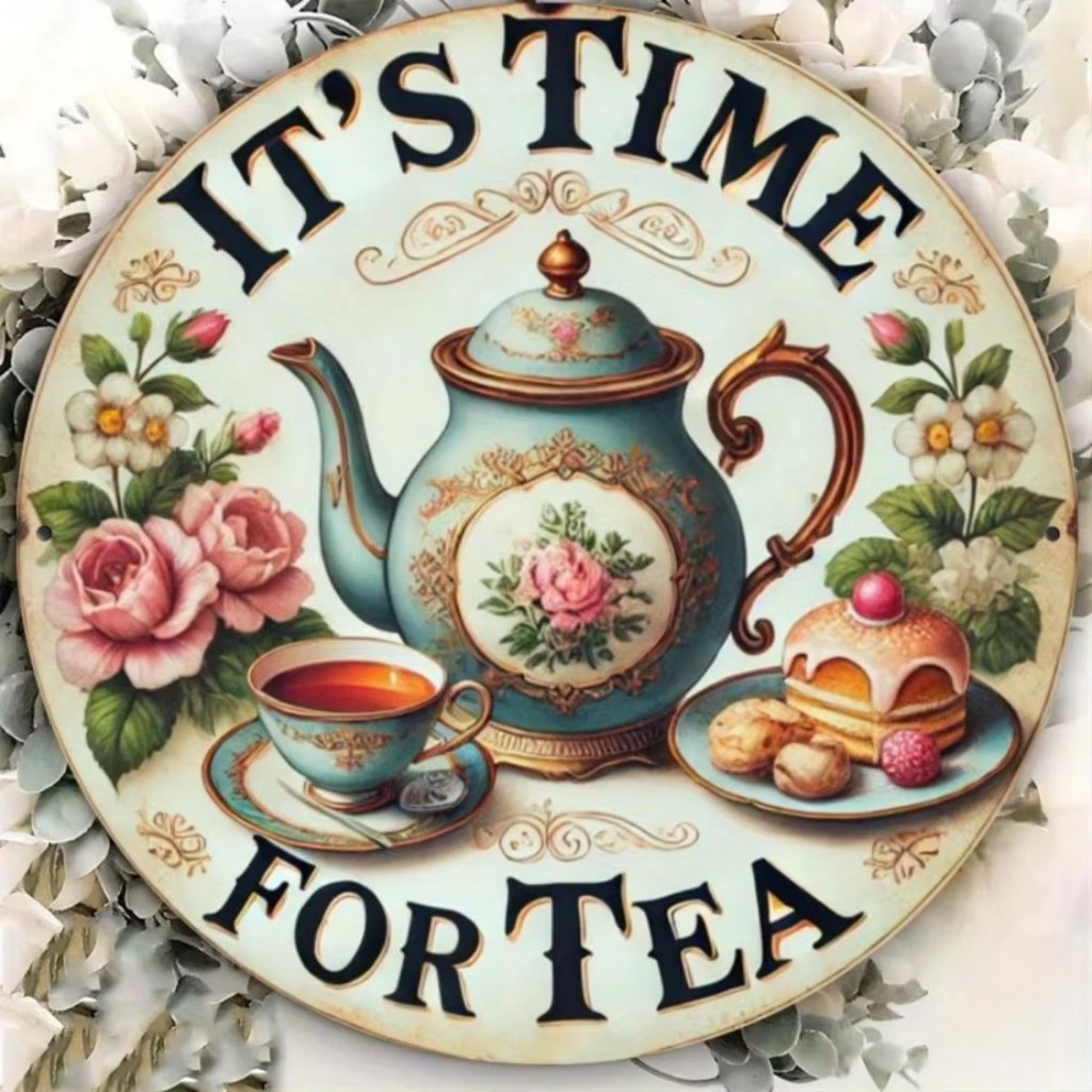 CIFbuy Vintage Trà Chủ Đề Tròn Kim Loại Ký Ấm Trà Hoa Văn Ấm Áp Nhà Bếp Treo Tường Nghệ Thuật Để Bàn Kệ Trang Trí Phòng Khách Cafe