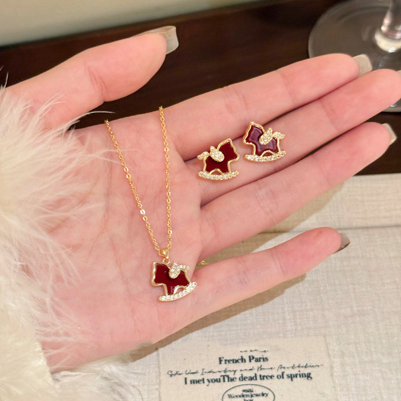 Vòng cổ nữ thời trang Hàn Quốc, zirconia màu đỏ, phù hợp sinh viên làm quà sinh nhật
