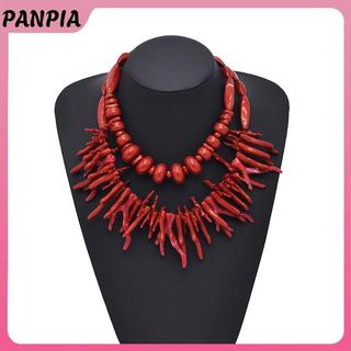 PNPIA - Set 2 Vòng Cổ San Hô Đỏ Phong Cách Vintage Boho, Thích Hợp Làm Quà Tặng Thời Trang Cho Bé Gái