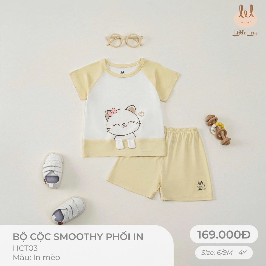 Bộ cộc tay vải sợi tre kháng khuẩn [ Mềm, mỏng, mát, thấm hút & co dãn tốt]  in phối dành cho bé từ 6M -4Y (HCT03)
