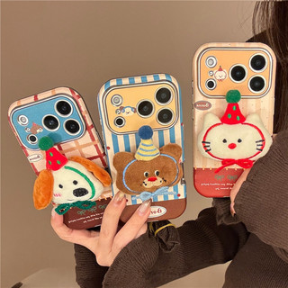Ốp điện thoại chất liệu PU họa tiết mèo ba chiều cho iPhone 17 Pro max 16 Pro