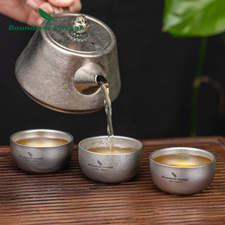 Boundless Voyage Titan Đôi Tường Cốc Mini Trà Sake Cốc Cà Phê Cốc Cắm Trại Drinkware, Pha Lê Bạc, 40ml, ti3204D