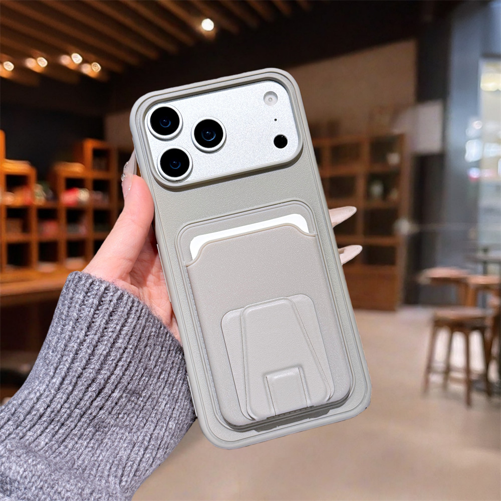 Ốp điện thoại đựng thẻ hình thang đơn giản cho iPhone 17 Pro Max 13 14 15 16 pro max Bảo vệ ống kính chống rơi Vỏ cứng bảo vệ điện thoại