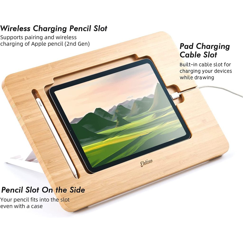 Giá đỡ IPad tre có thể gập lại nhiều góc có thể điều chỉnh để vẽ – Giá đỡ máy tính bảng đa năng Tương thích với thiết bị 11 "-12,9"