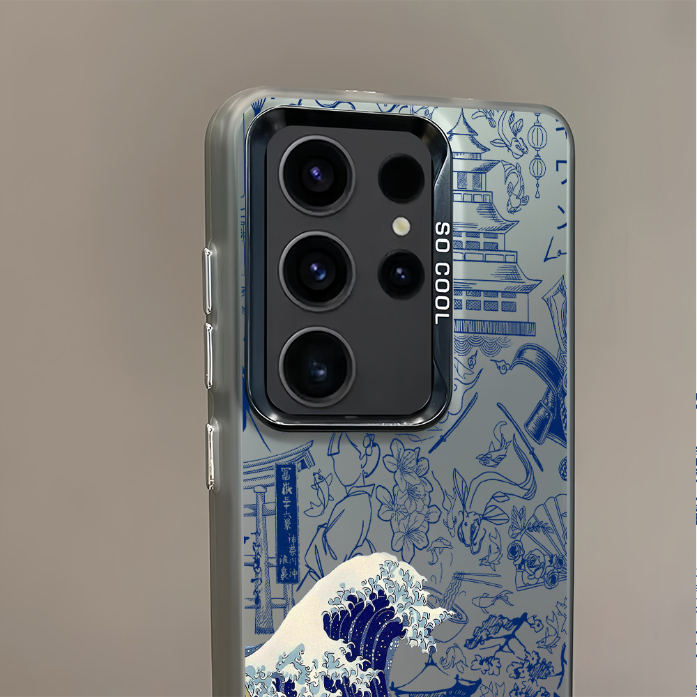 Ốp điện thoại cứng Great Wave of Kanagawa Micro Matte cho Samsung S26/S25/S24/S23/S20/S21/S22, FE, A56/A17S24+, chống sốc