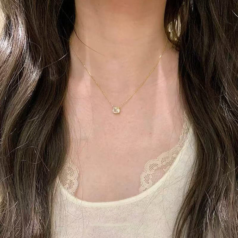Kitty Hình Mèo Tinh Tế Nhẫn Zircon Vòng Cổ Nữ Nhấp Nháy Niche Mở Có Thể Điều Chỉnh Chỉ Số Nhẫn