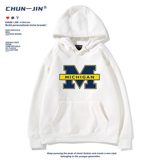 Áo khoác Michigan Wolverines dài tay unisex cho nam, phù hợp sinh viên với thiết kế cổ điển.