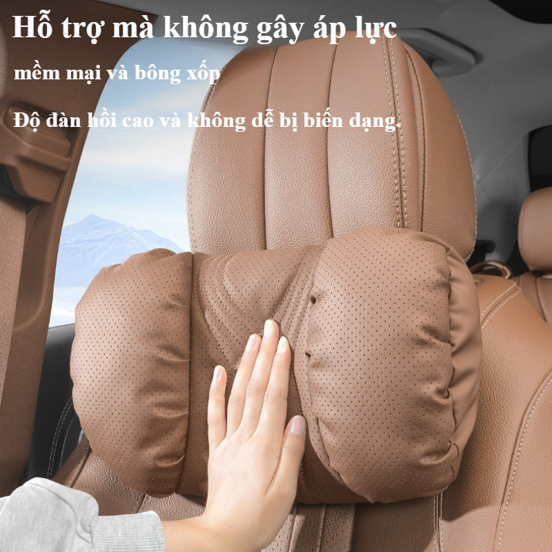 Gối Ô Tô Cao Cấp, Da Nappa Mềm Mại, Gối Tựa Đầu, Tựa Cổ, Hỗ Trợ Thắt Lưng, Phụ Kiện Nội Thất Thoải Mái
