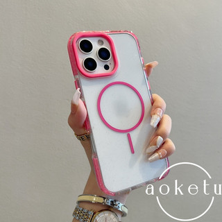 Vỏ điện thoại từ tính lấp lánh túi khí màu tương phản đơn giản phù hợp cho iPhone 12 13 14 15 16 Pro Max trong suốt bao gồm tất cả vỏ cứng silicon chống rơi