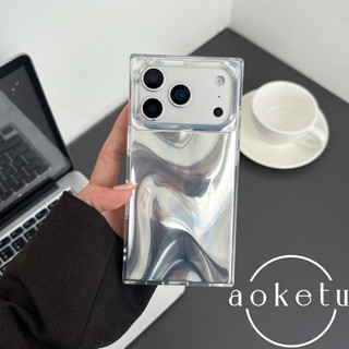 Ốp điện thoại họa tiết lụa bạc cao cấp vuông sang trọng phù hợp cho iPhone 13 14 15 16 17 Pro Max Vỏ silicon chống rơi bao gồm tất cả