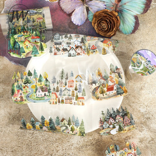 JIANWU 80mm * 200cm Vintage Bắc Âu Cottage Nhà Vật Liệu Phong Cảnh Cắt Băng Thêu Sò PET Sáng Tạo DIY Tạp Chí Văn Phòng Phẩm