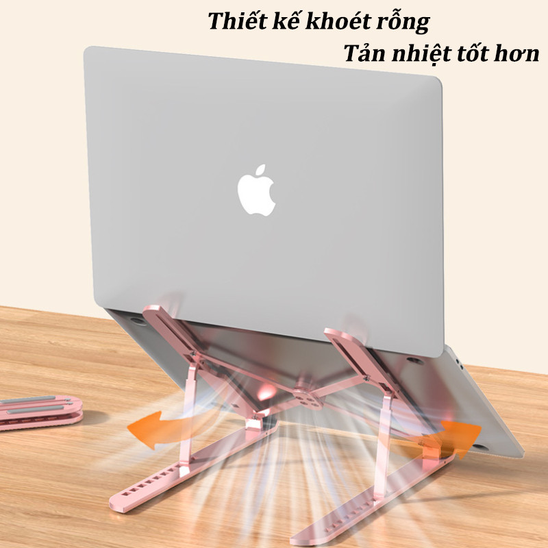Giá Đỡ Laptop Gấp Gọn Cao Cấp - Điều Chỉnh 7 Cấp Độ Cao, Tản Nhiệt Tốt, Hợp Kim Nhôm Bền, Tiện Lợi Để Bàn