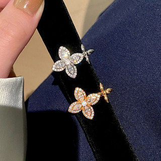 Châu Âu Mỹ ins Phong Cách Mới Zircon Hoa Mở Nhẫn Nữ